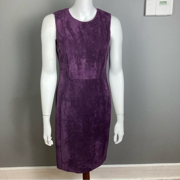 Calvin Klein faux suede / leather dress sheath work office purple size 6 - Picture 2 of 11